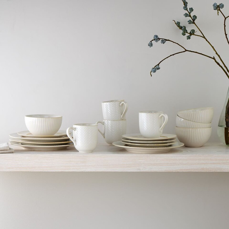 White Textured Stoneware Dinnerware West Elm United Kingdom